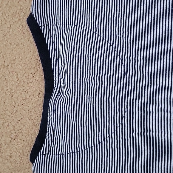 Calvin Klein Supima Cotton striped blue and white shirt with logo on left bottom - Picture 2 of 5